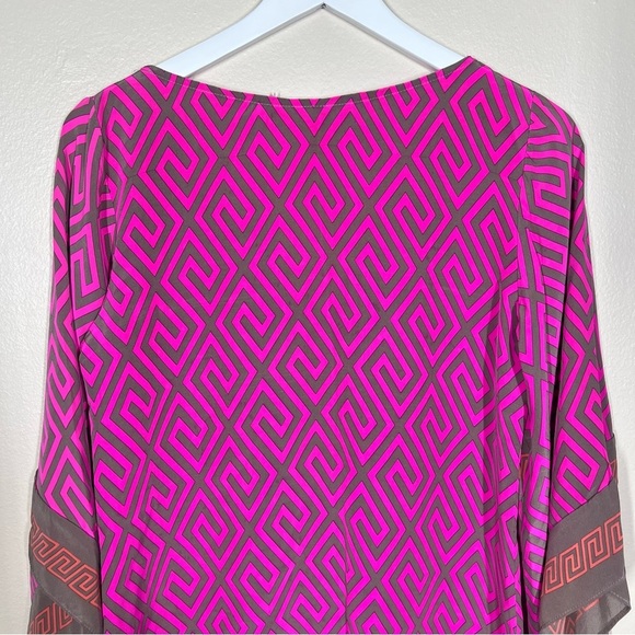 Alice & Trixie Womens Pink Orange Geometric Print Silk Tunic Top Size Small - Picture 8 of 9